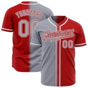 Red Gray-White Authentic Gradient Fashion Baseball Jersey,&hellip;