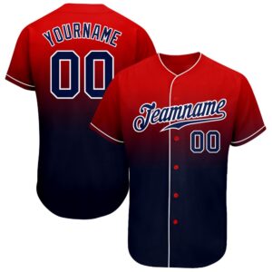 Red Navy-White Authentic Fade Fashion Baseball Jersey,&hellip;