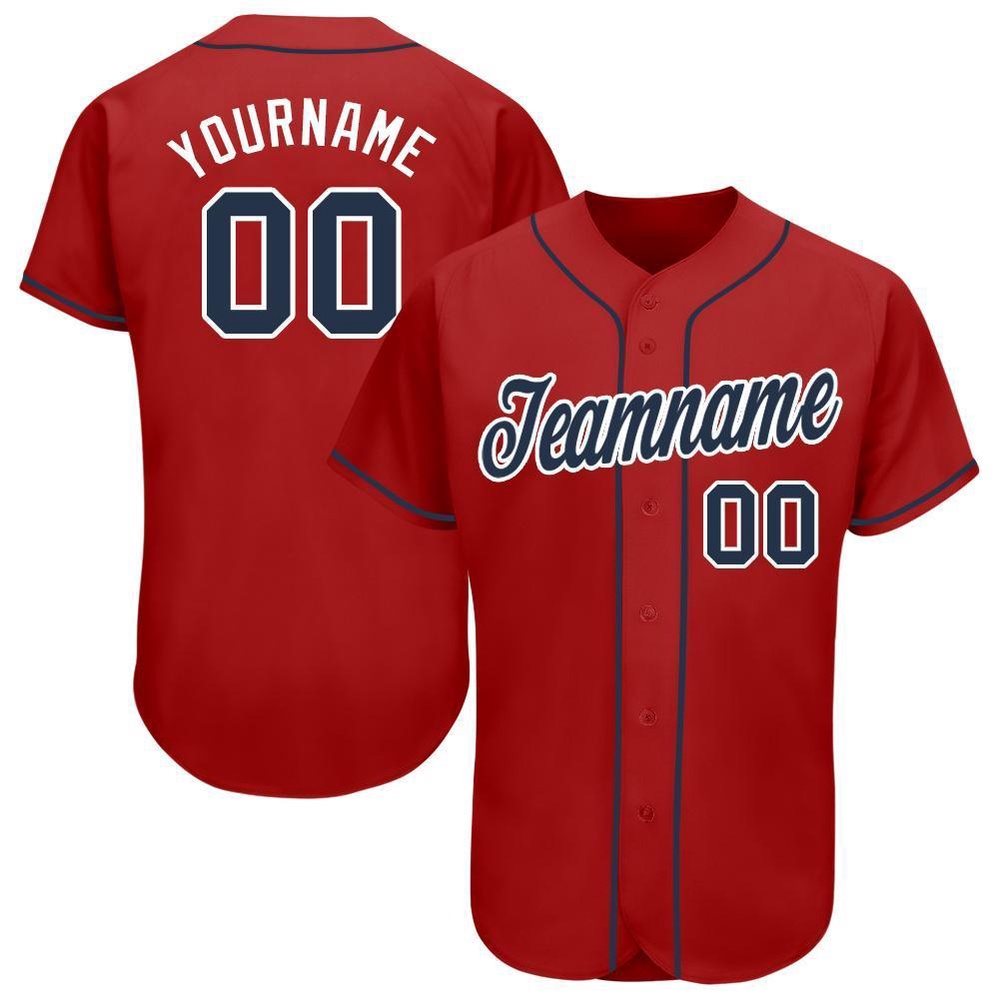 Red Navy-White Baseball Jersey, Custom Baseball Jersey, Personalized Sport Jersey