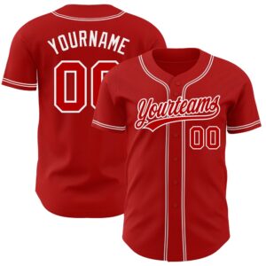 Red Red-White Authentic Baseball Jersey, Custom Baseball&hellip;