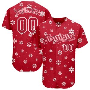 Red Red-White Christmas 3D Authentic Baseball Jersey,&hellip;