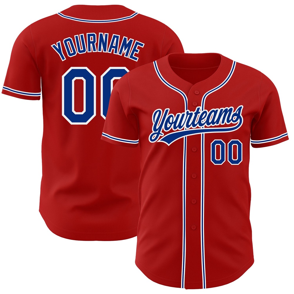 Red Royal-White Authentic Baseball Jersey, Custom Baseball Jersey, Personalized Sport Jersey
