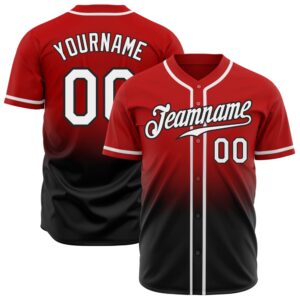Red White-Black Authentic Fade Fashion Baseball Jersey,&hellip;