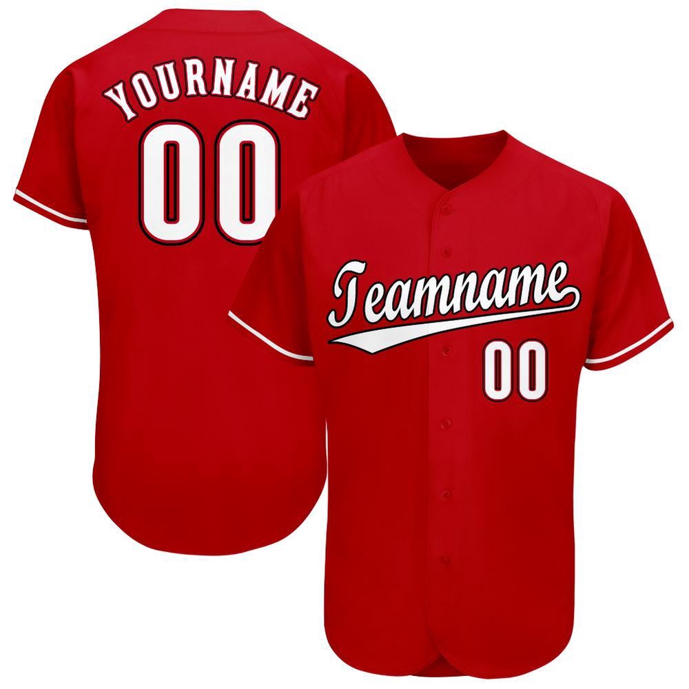 Red White-Black Baseball Jersey, Custom Baseball Jersey, Personalized Sport Jersey