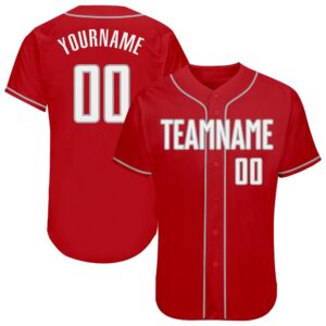 Red White-Gray Authentic Baseball Jersey, Custom Baseball&hellip;
