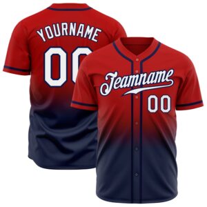Red White-Navy Authentic Fade Fashion Baseball Jersey,&hellip;