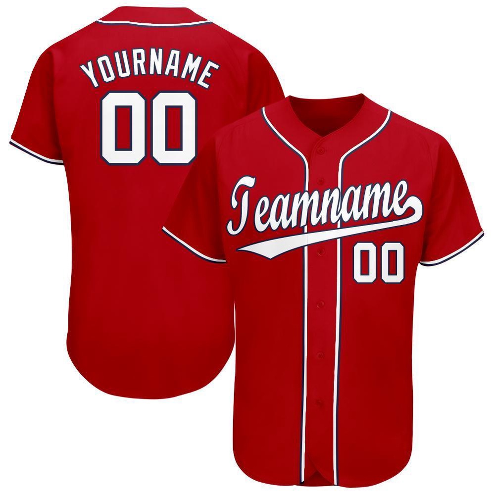 Red White-Navy Baseball Jersey, Custom Baseball Jersey, Personalized Sport Jersey