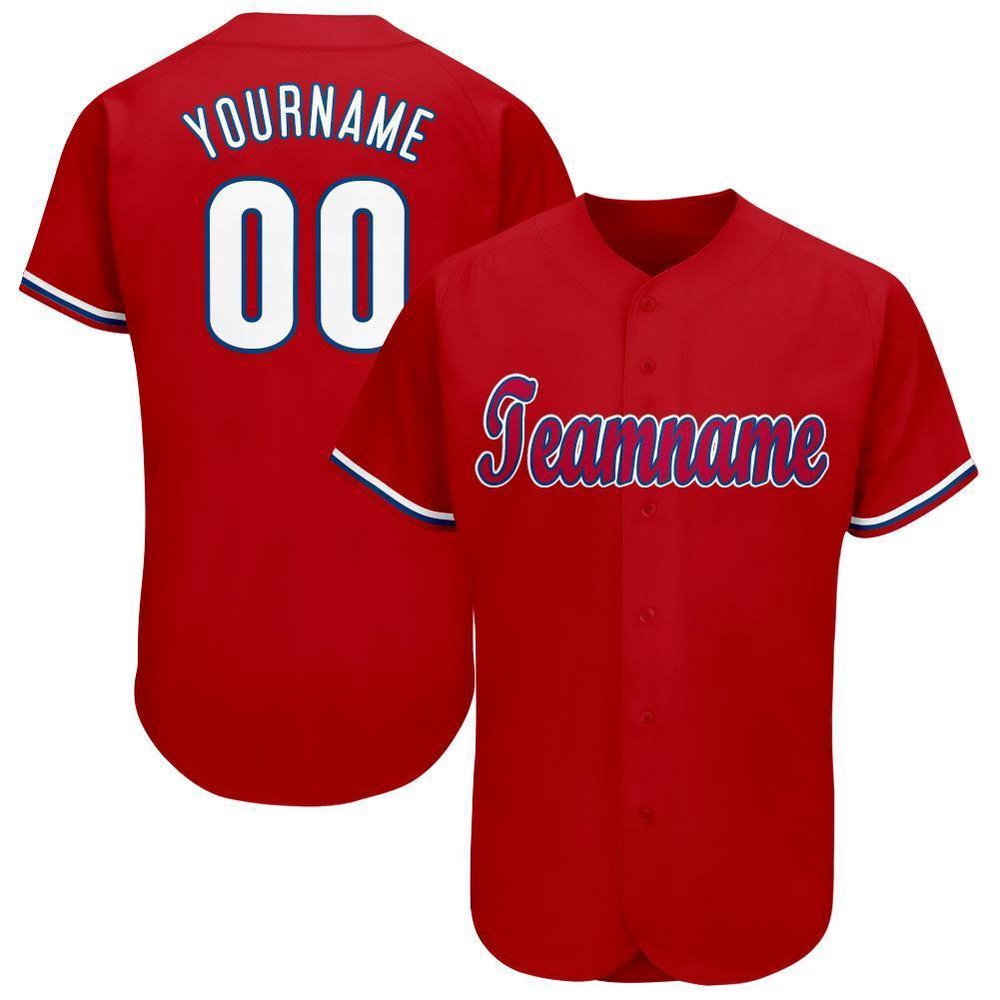 Red White-Royal Baseball Jersey, Custom Baseball Jersey, Personalized Sport Jersey