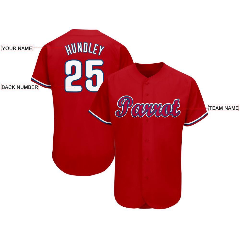 Red White-Royal Baseball Jersey, Custom Baseball Jersey, Personalized Sport Jersey