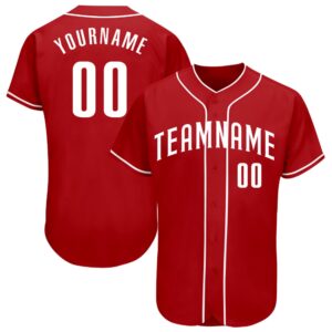Red White Authentic Baseball Jersey, Custom Baseball&hellip;