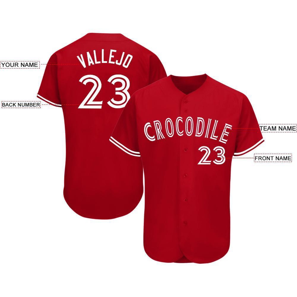 Red White Baseball Jersey, Custom Baseball Jersey, Personalized Sport Jersey