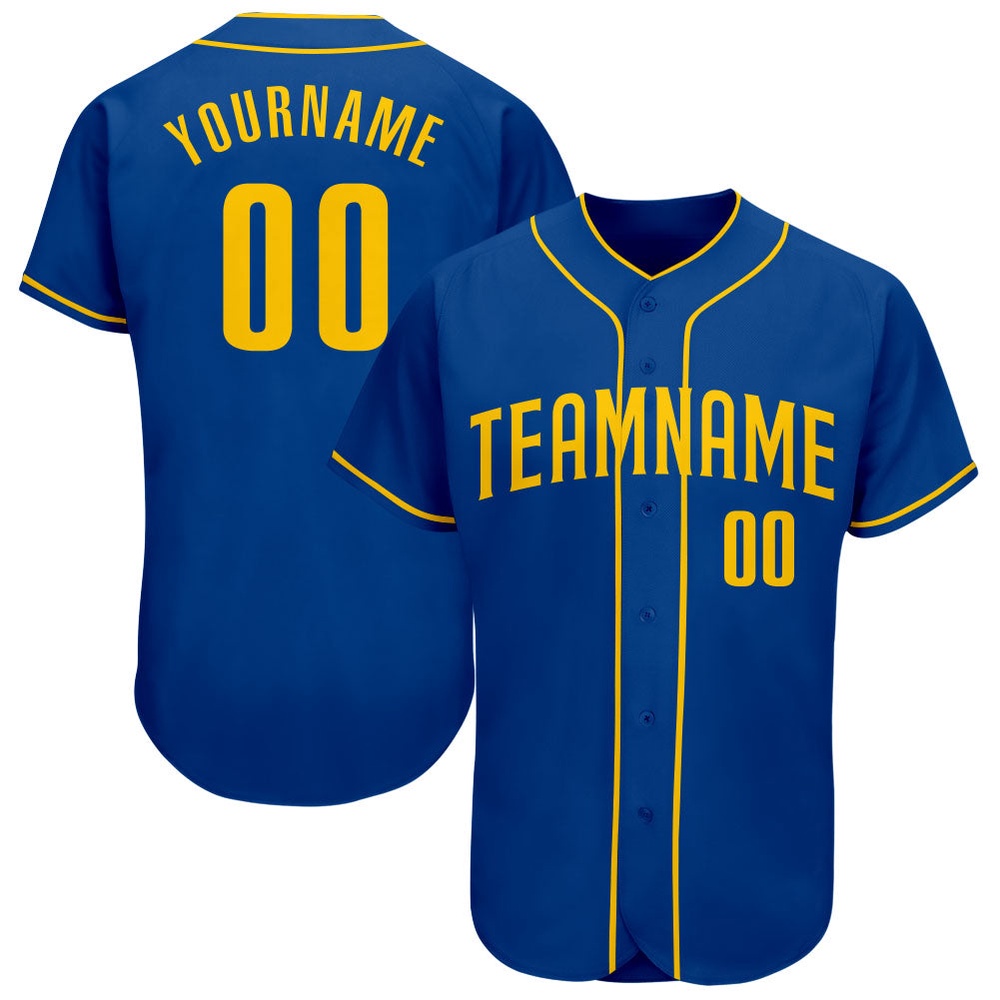 Royal Gold Authentic Baseball Jersey, Custom Baseball Jersey, Personalized Sport Jersey