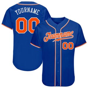 Royal Orange-White Authentic Baseball Jersey, Custom Baseball&hellip;
