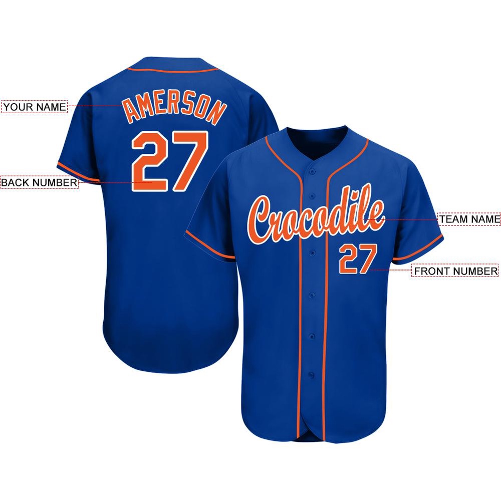 Royal Orange-White Baseball Jersey, Custom Baseball Jersey, Personalized Sport Jersey