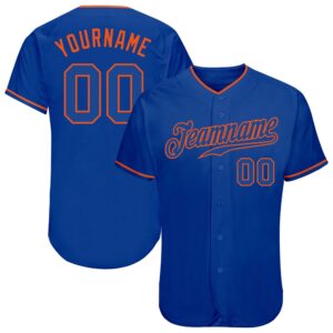 Royal Royal-Orange Authentic Baseball Jersey, Custom Baseball&hellip;
