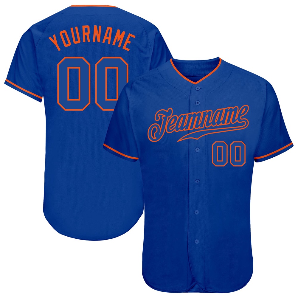 Royal Royal-Orange Authentic Baseball Jersey, Custom Baseball Jersey, Personalized Sport Jersey