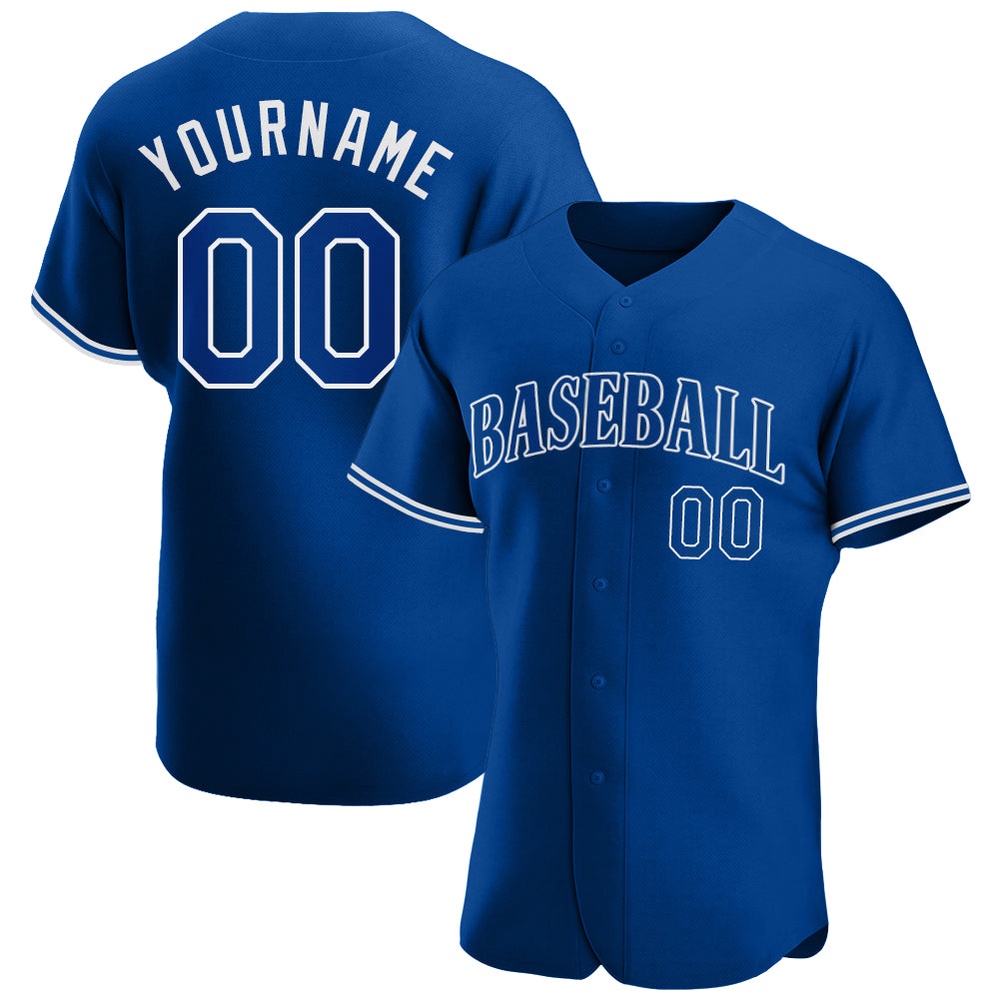 Royal Royal-White Authentic Baseball Jersey, Custom Baseball Jersey, Personalized Sport Jersey