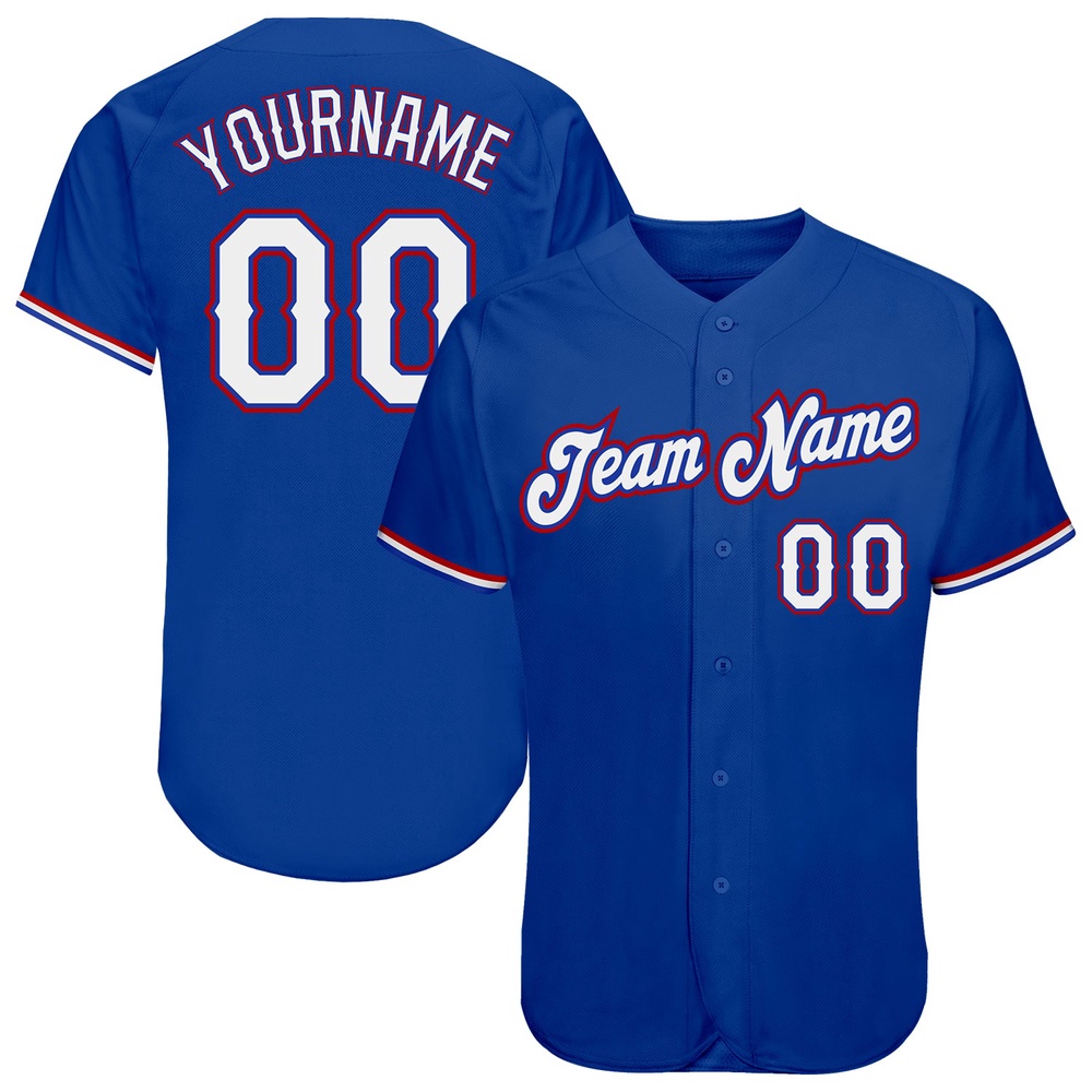 Royal White-Red Authentic Baseball Jersey, Custom Baseball Jersey, Personalized Sport Jersey