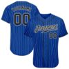 Royal White Pinstripe Black Authentic Baseball Jersey, Custom Baseball Jersey, Personalized Sport Jersey