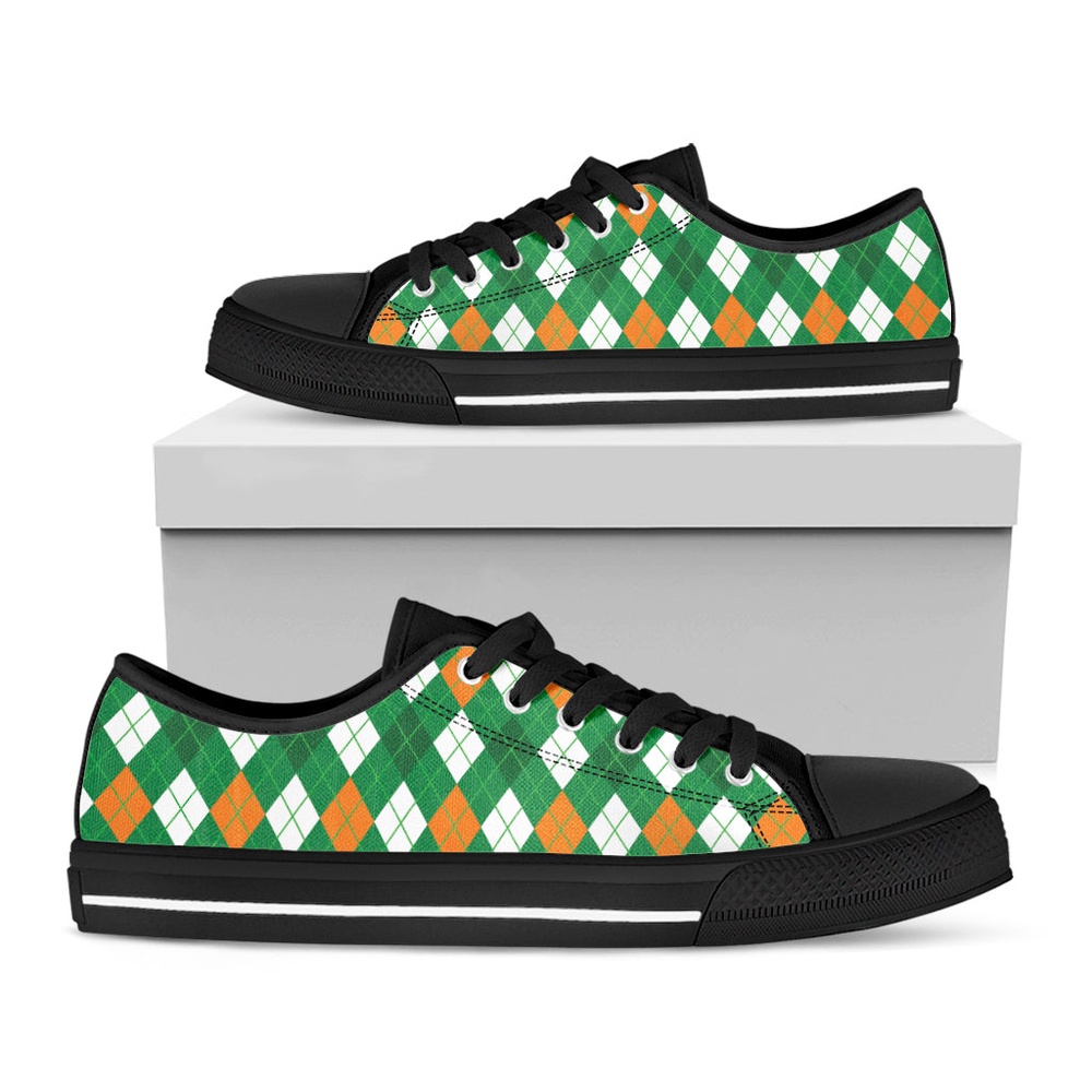 Saint Patrick’s Day Argyle Pattern Print Black Low Top Shoes, St Patricks Day Low Top, St Patrick Day Sneaker Saint Patrick’s Day Argyle Pattern Print Black Low Top Shoes, St Patricks Day Low Top, St Patrick Day Sneaker