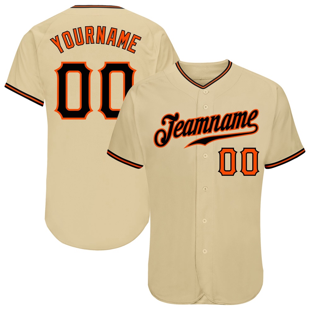 Sand Black-Orange Authentic Baseball Jersey, Custom Baseball Jersey, Personalized Sport Jersey