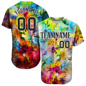 Scratch Graffiti Pattern Black-White 3D Authentic Baseball&hellip;