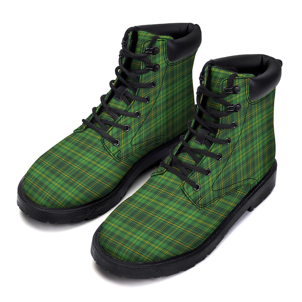 St. Patrick’s Day Green Tartan Print Boots, St Patricks Day Boots, St Patricks Day Shoes