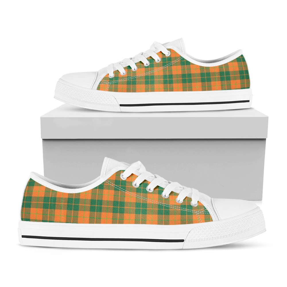 St. Patrick’s Day Stewart Plaid Print White Low Top Shoes, St Patricks Day Low Top, St Patrick Day Sneaker