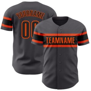 Steel Gray Black-Orange Authentic Baseball Jersey, Custom&hellip;