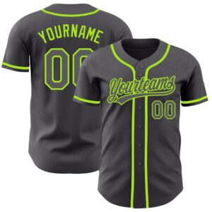 Steel Gray Neon Green Authentic Baseball Jersey,&hellip;