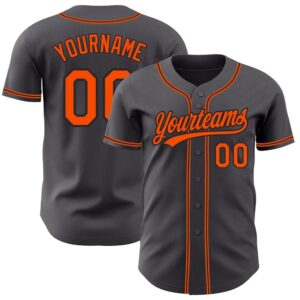 Steel Gray Orange-Black Authentic Baseball Jersey, Custom&hellip;
