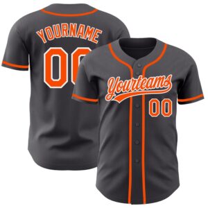 Steel Gray Orange-White Authentic Baseball Jersey, Custom&hellip;