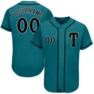 Teal Black-Gray Authentic Baseball Jersey, Custom Baseball&hellip;