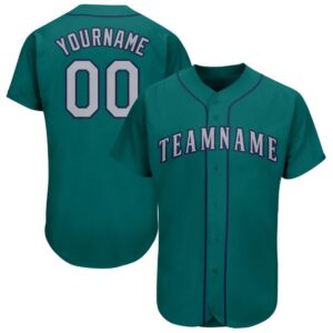 Teal Gray-Navy Baseball Jersey, Custom Baseball Jersey,&hellip;