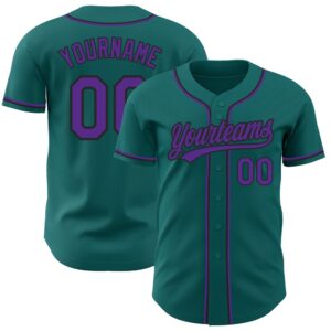 Teal Purple-Black Authentic Baseball Jersey, Custom Baseball&hellip;