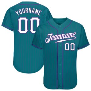 Teal Purple Pinstripe White-Purple Authentic Baseball Jersey,&hellip;
