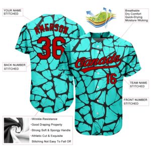 Teal Red Black 3D Pattern Design Authentic Baseball Jersey Custom Baseball Jersey Personalized Sport Jersey 2 dlwbay.jpg