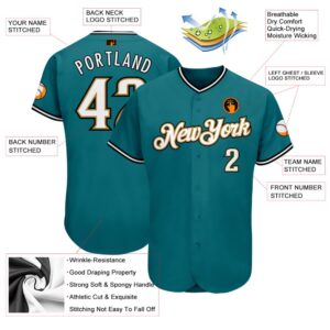 Teal White Old Gold Authentic Baseball Jersey Custom Baseball Jersey Personalized Sport Jersey 2 foz04m.jpg