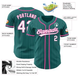 Teal White Pinstripe Pink Authentic Baseball Jersey Custom Baseball Jersey Personalized Sport Jersey 2 unpnw2.jpg