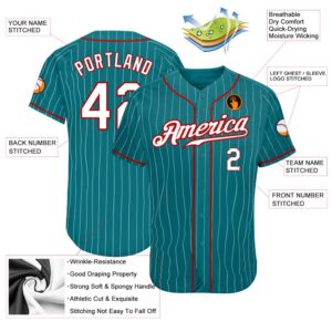 Teal White Pinstripe White Red Authentic Baseball Jersey Custom Baseball Jersey Personalized Sport Jersey 2 avspnu.jpg