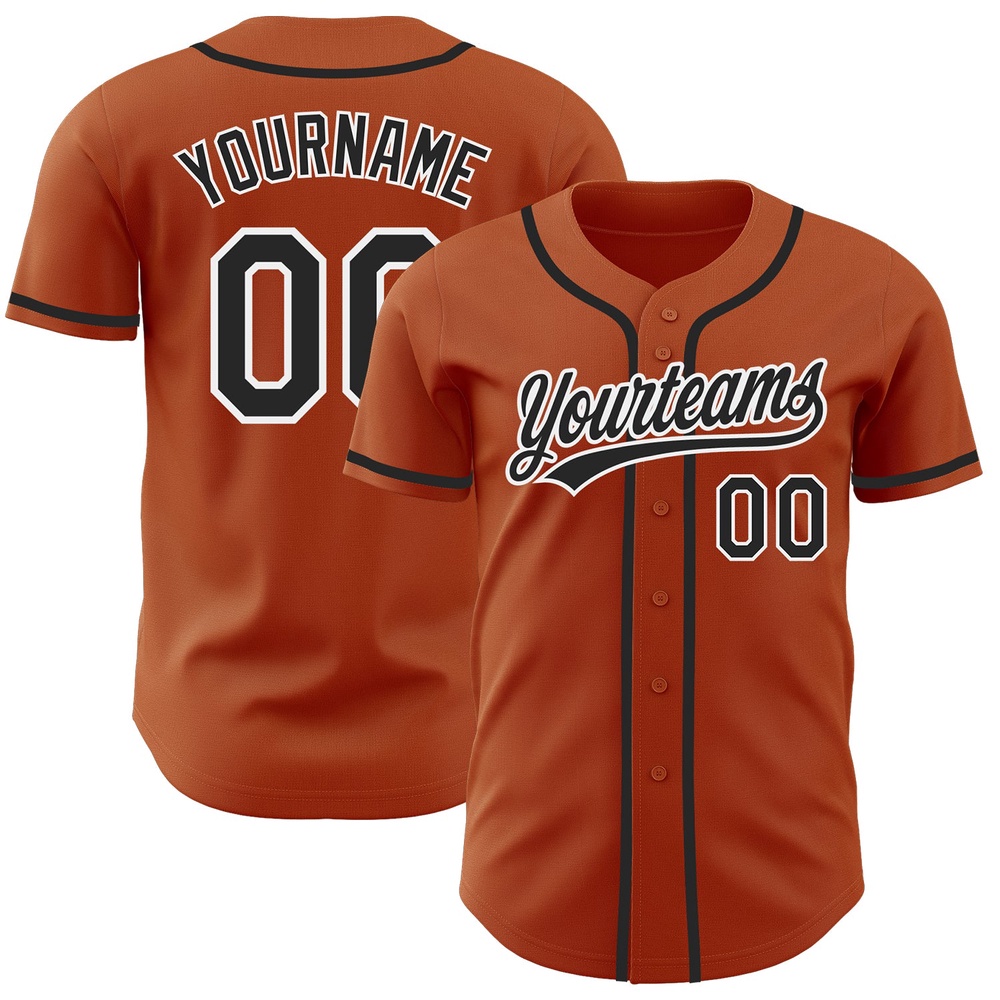 Texas Orange Black-White Authentic Baseball Jersey, Custom Baseball Jersey, Personalized Sport Jersey