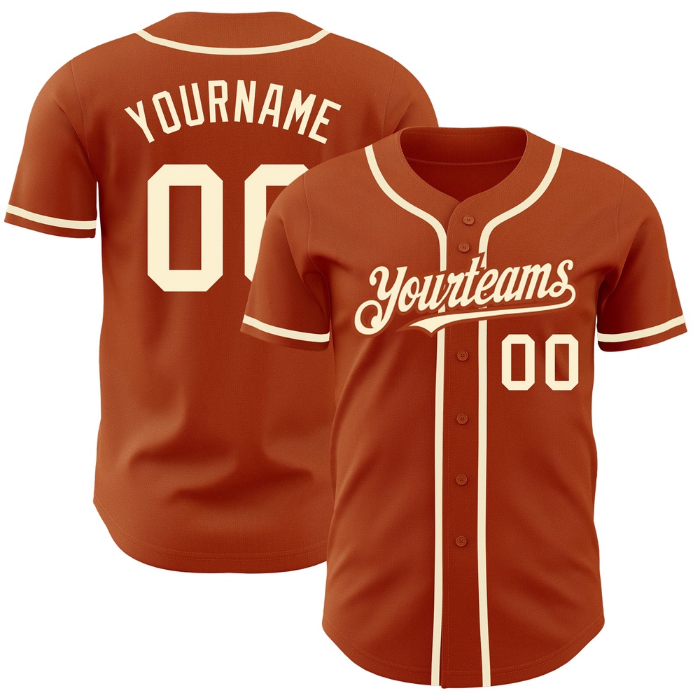 Texas Orange Cream Authentic Baseball Jersey, Custom Baseball Jersey, Personalized Sport Jersey