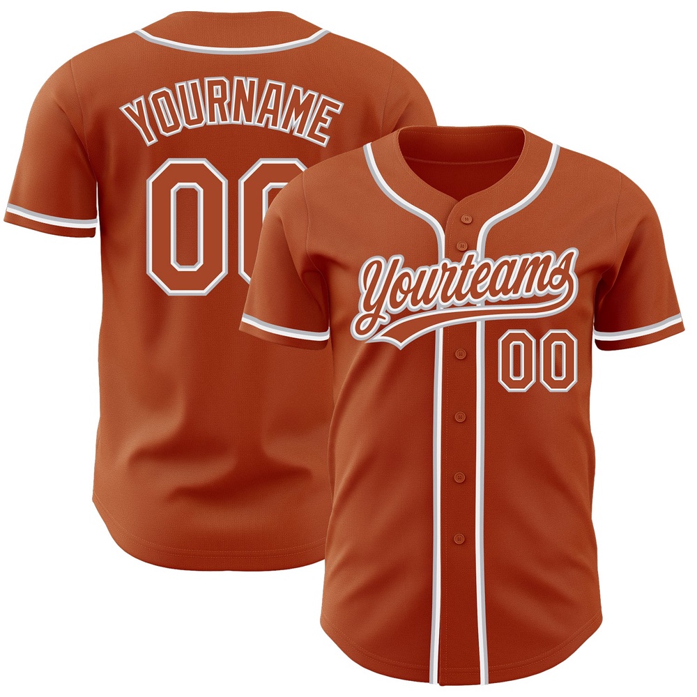 Texas Orange White-Gray Authentic Baseball Jersey, Custom Baseball Jersey, Personalized Sport Jersey