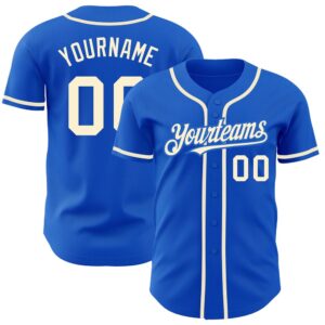 Thunder Blue Cream Authentic Baseball Jersey, Custom&hellip;