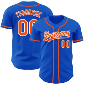 Thunder Blue Orange-White Authentic Baseball Jersey, Custom&hellip;
