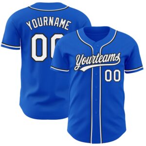 Thunder Blue White-Black Authentic Baseball Jersey, Custom&hellip;
