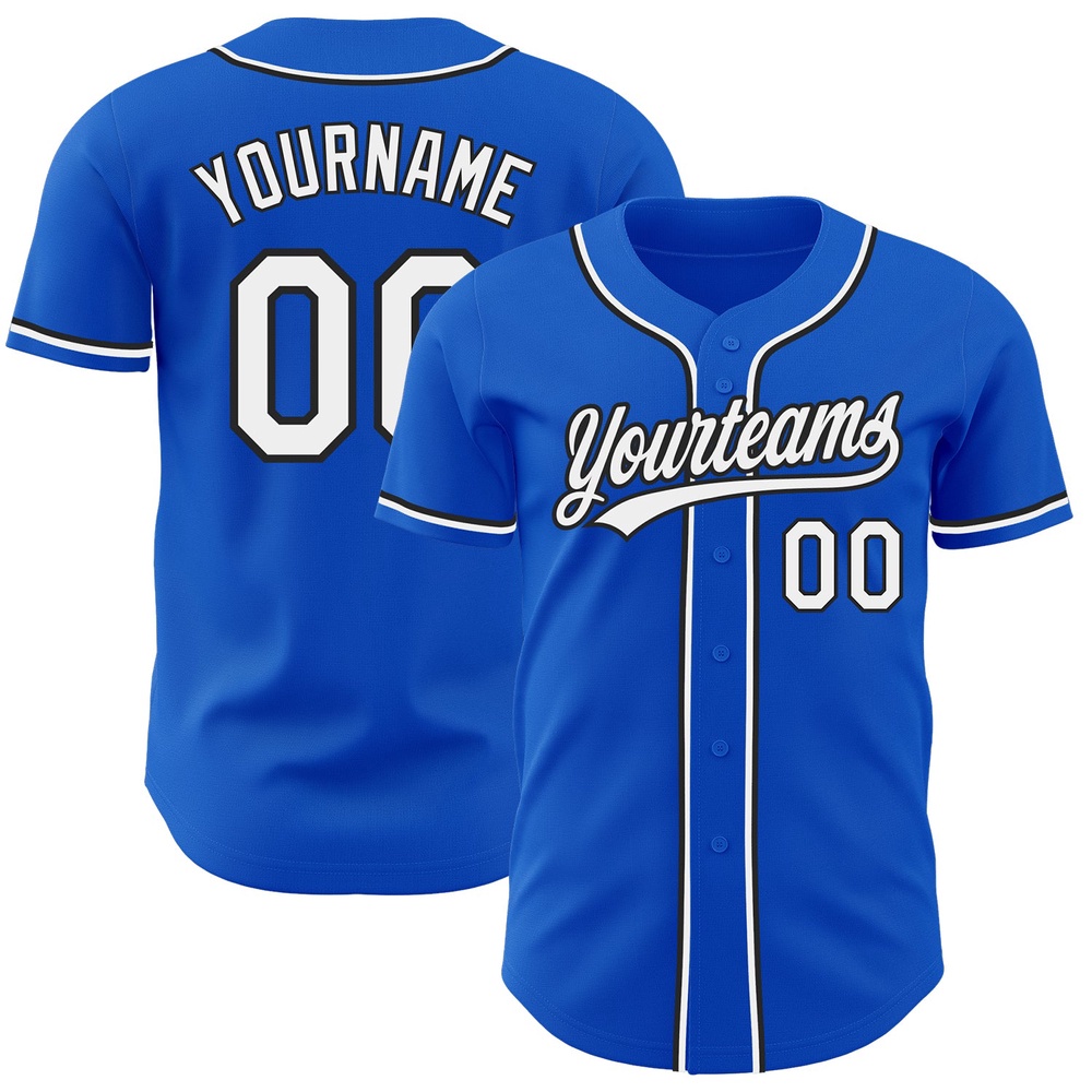 Thunder Blue White-Black Authentic Baseball Jersey, Custom Baseball Jersey, Personalized Sport Jersey
