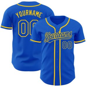 Thunder Blue Yellow Authentic Baseball Jersey, Custom&hellip;