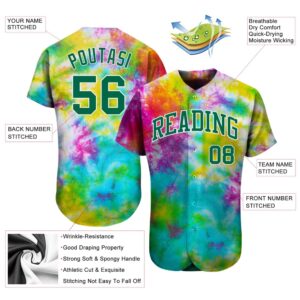 Tie Dye Kelly Green White 3D Authentic Baseball Jersey Custom Baseball Jersey Personalized Sport Jersey 2 nzxb23.jpg