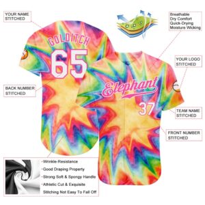 Tie Dye White Pink 3D Watercolor Rainbow Authentic Baseball Jersey Custom Baseball Jersey Personalized Sport Jersey 2 auewc1.jpg